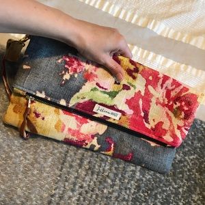 Jillian Made Floral Denim Clutch